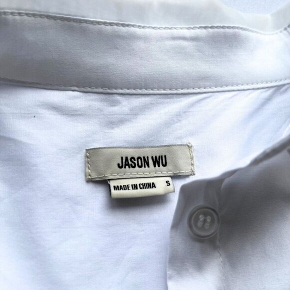 JASON WU WHITE BEADED EMBELLISHED SCALLOPED COLLAR SHIRT - S - Picture 8 of 16